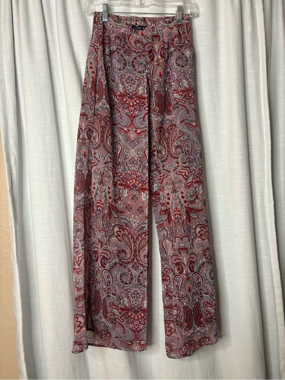 BooHoo Open Paisley Wide-Leg Pants in Red - Unbranded